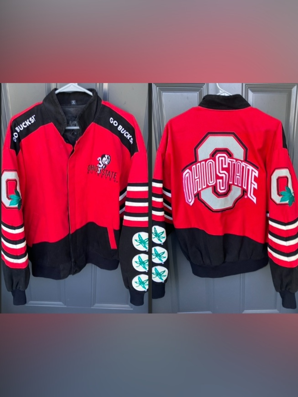 Vintage Ohio State Buckeyes Leather Gallery Varsity Jacket Mens L Red Black NCAA